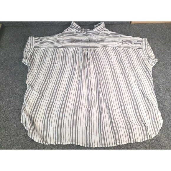 Time And Tru Tunic Button Up Shirt Women's Plus 2XL Short Sleeve Dolman Striped - Picture 5 of 5